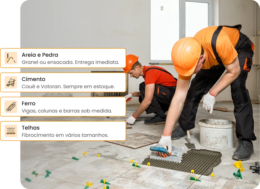 Equipe do Depósito Oliveira trabalhando em obra